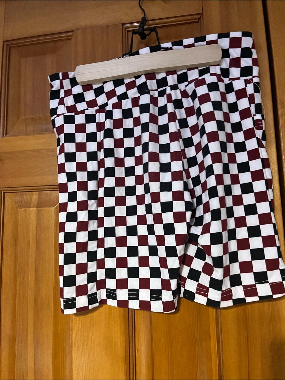 No Boundaries Red Black and White Checkerboard Shorts